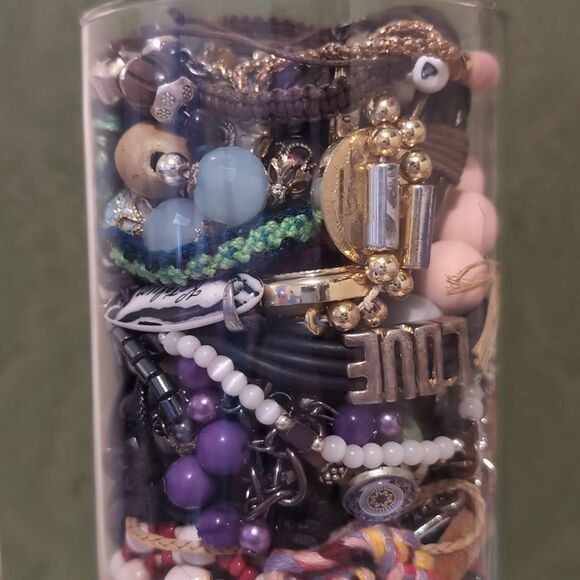 Mystery Jewelry Jar of Bracelets Roughly 70 Bracelets - Picture 5 of 7